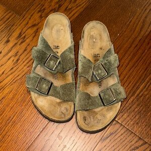 Birkenstock Olive Green Suede Sandals